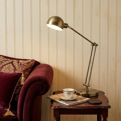 18" Antiqued Bronze Adjustable Swing Arm Desk Lamp USB With Antiqued Bronze Shade HomeRoots