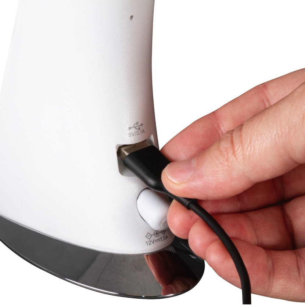 Contemporary White Sanitizing LED Desk Lamp HomeRoots