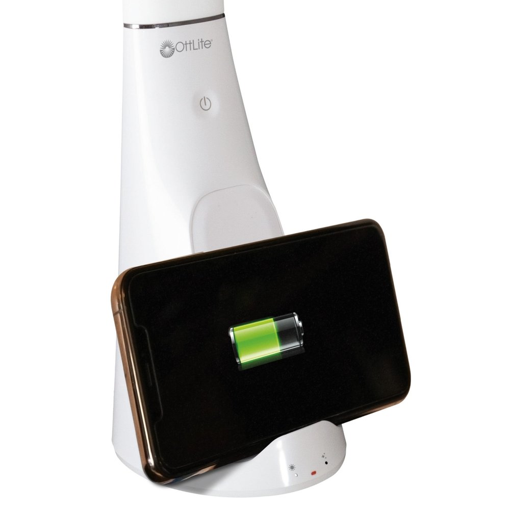 Contemporary White Sanitizing and Charging LED Desk Lamp HomeRoots