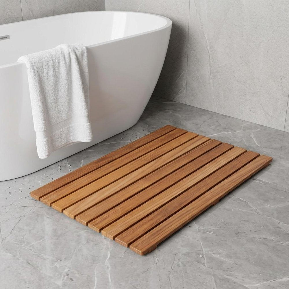 20" Premium Teak Shower Bath Mat HomeRoots