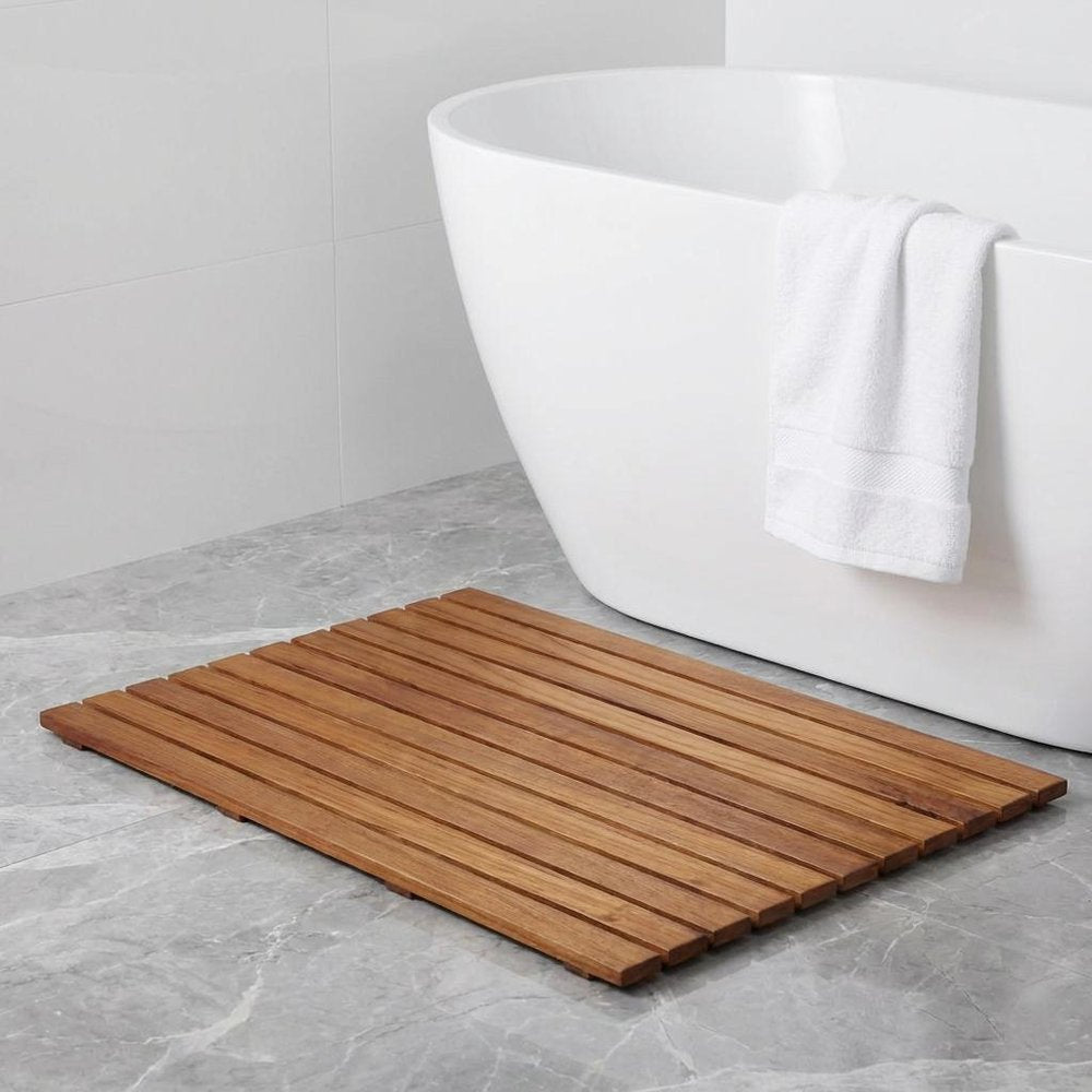 25" Premium Teak Shower Bath Mat HomeRoots