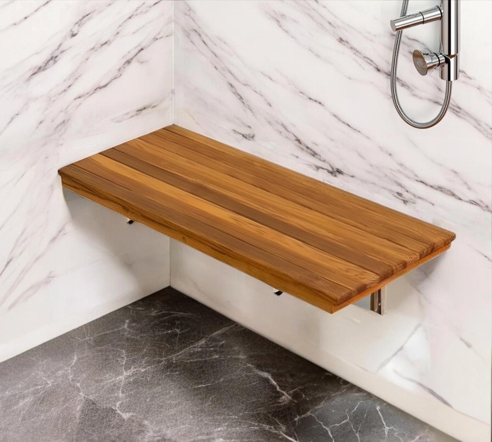 24" Premium Wall Mount Teak Shower Bench HomeRoots