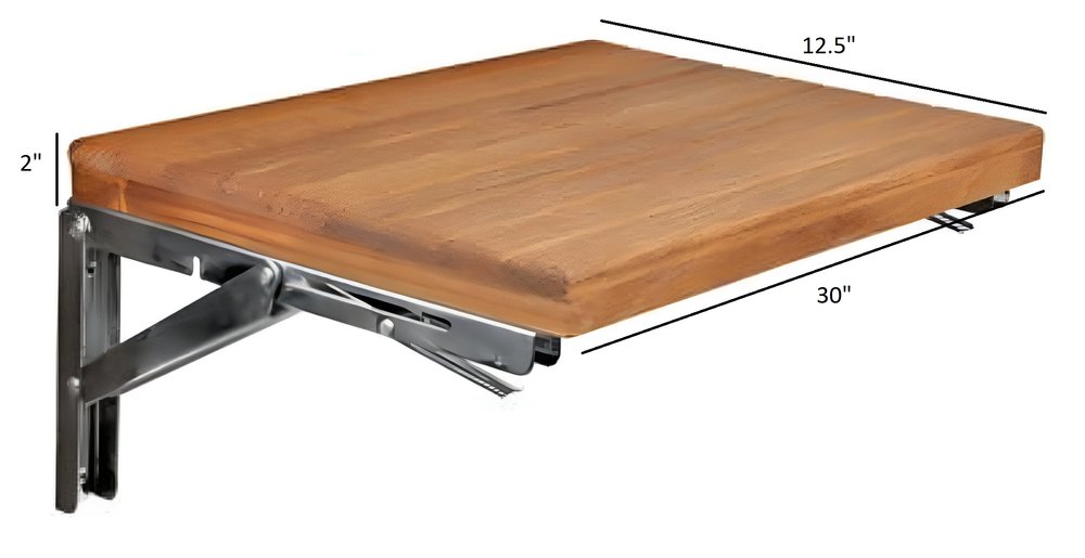 30" Brown Premium Wall Mount Teak Shower Bench HomeRoots