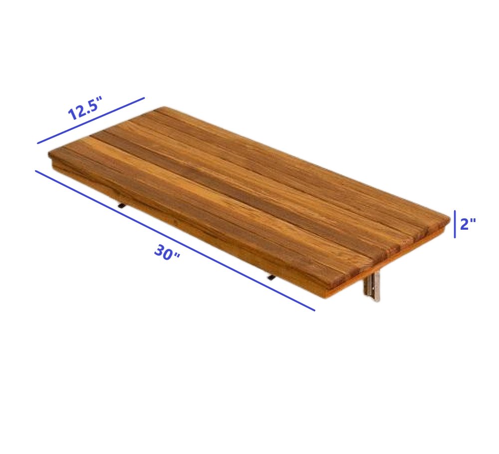 30" Brown Premium Wall Mount Teak Shower Bench HomeRoots