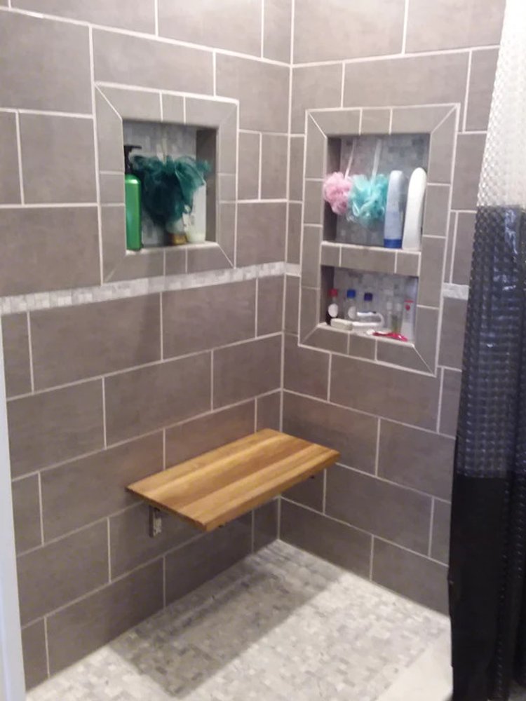 30" Brown Premium Wall Mount Teak Shower Bench HomeRoots