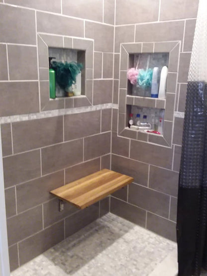 30" Brown Premium Wall Mount Teak Shower Bench HomeRoots