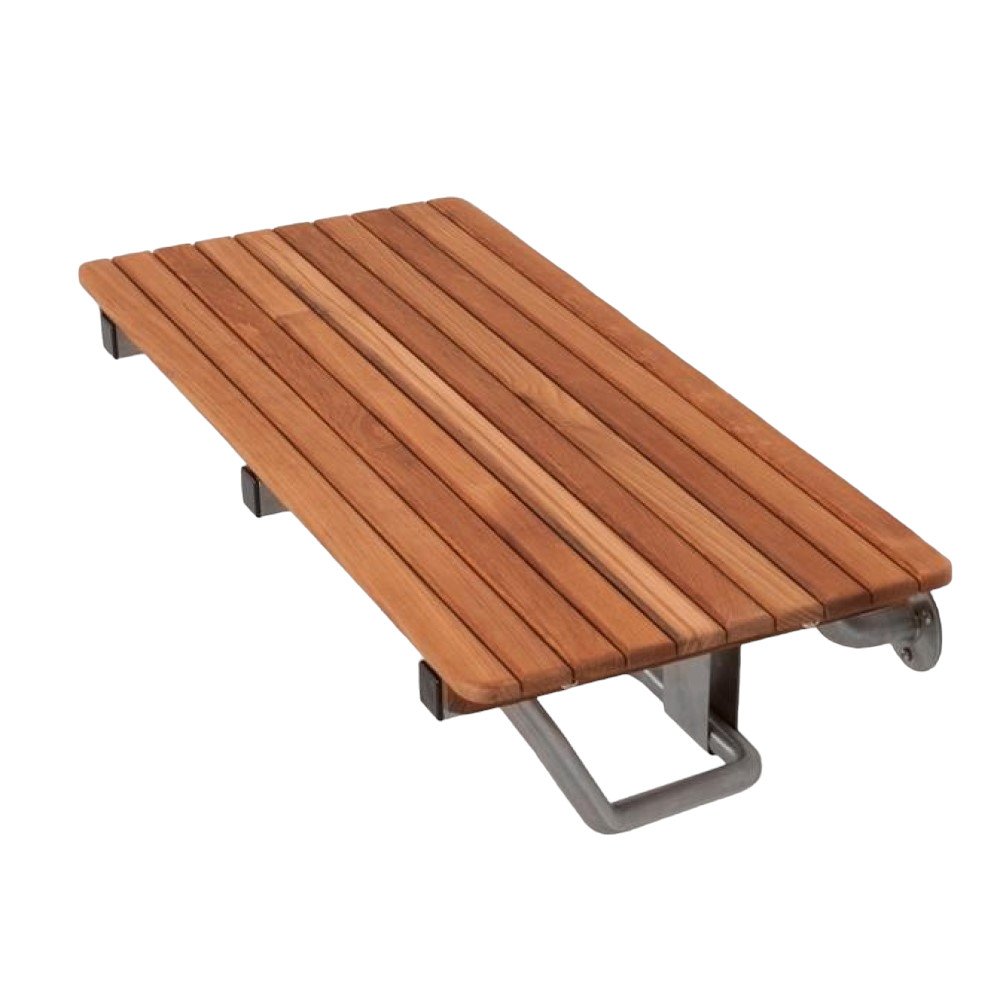 28" Brown Premium Wall Mount Teak Shower Bench HomeRoots