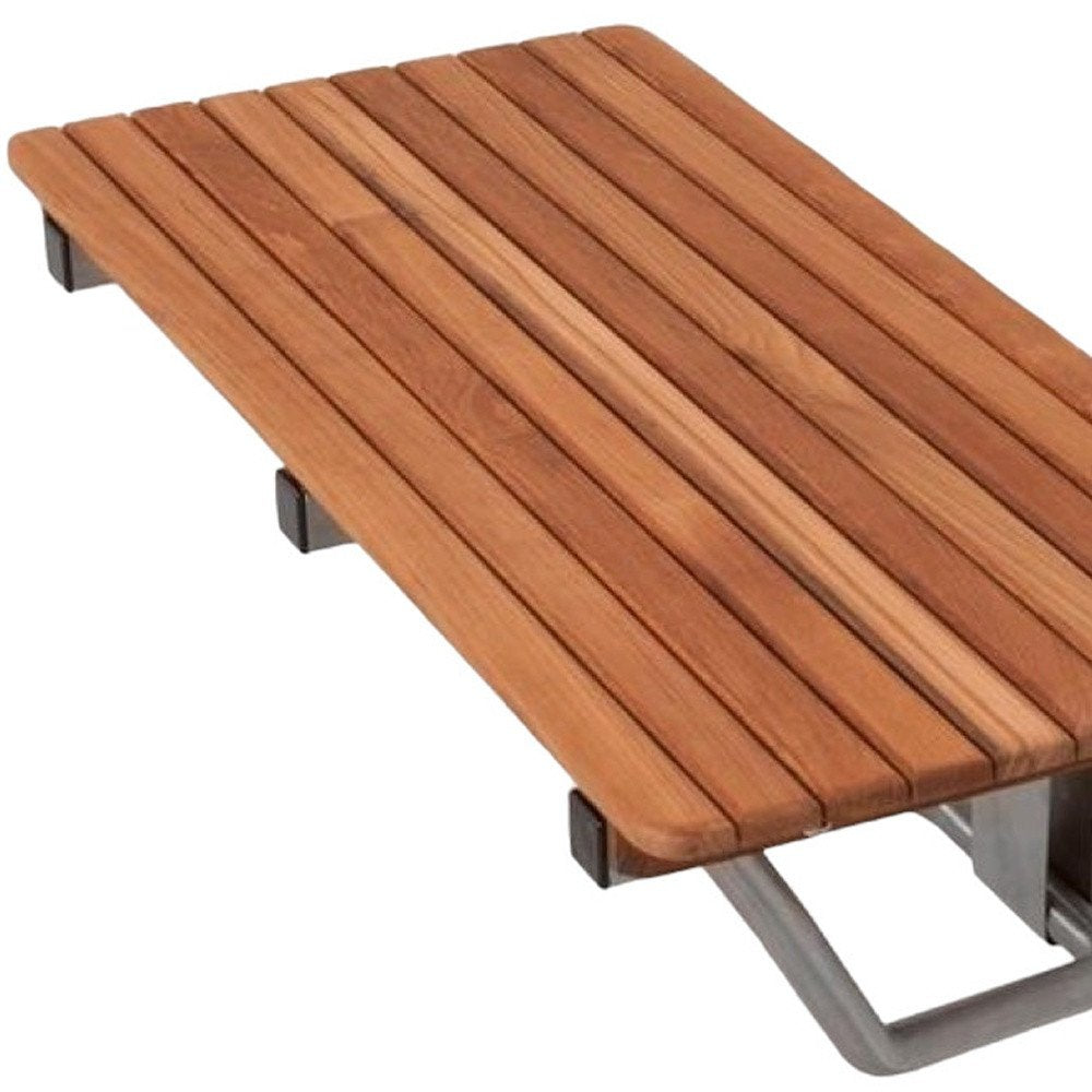 28" Brown Premium Wall Mount Teak Shower Bench HomeRoots