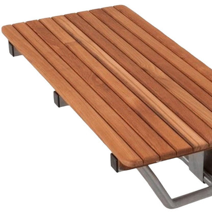 28" Brown Premium Wall Mount Teak Shower Bench HomeRoots