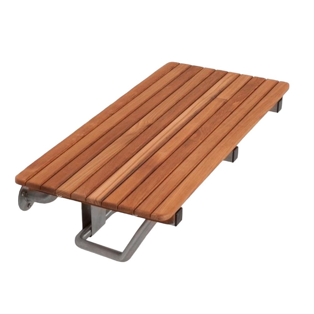 28" Brown Premium Wall Mount Teak Shower Bench HomeRoots