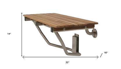 32" Premium Wall Mount Teak Shower Bench HomeRoots
