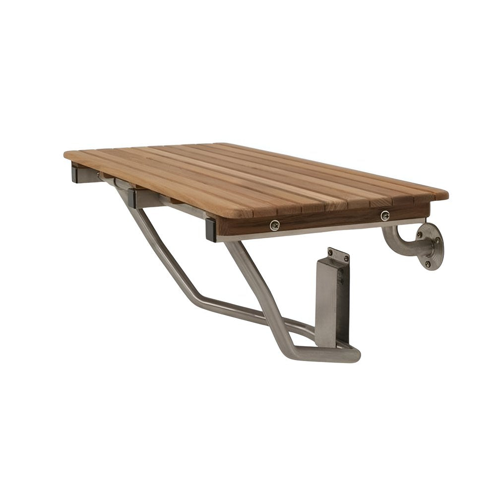 32" Premium Wall Mount Teak Shower Bench HomeRoots