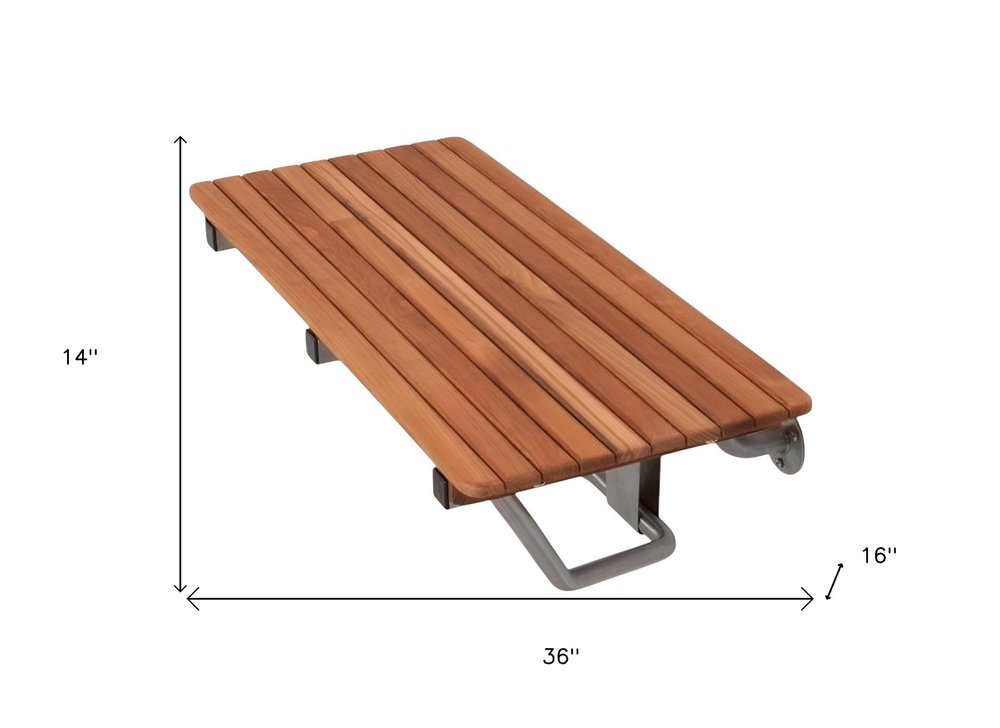 36" Premium Wall Mount Teak Shower Bench HomeRoots