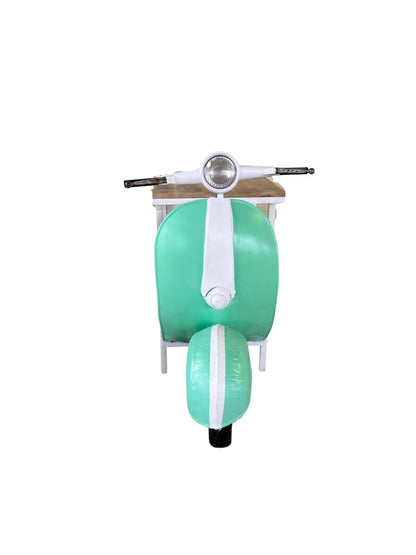26" Green And White Novelty Scooter Open Cabinet with Two Shelves HomeRoots