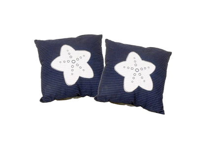 Set of Two Blue and White Starfish Throw Pillows FurniFindUSA