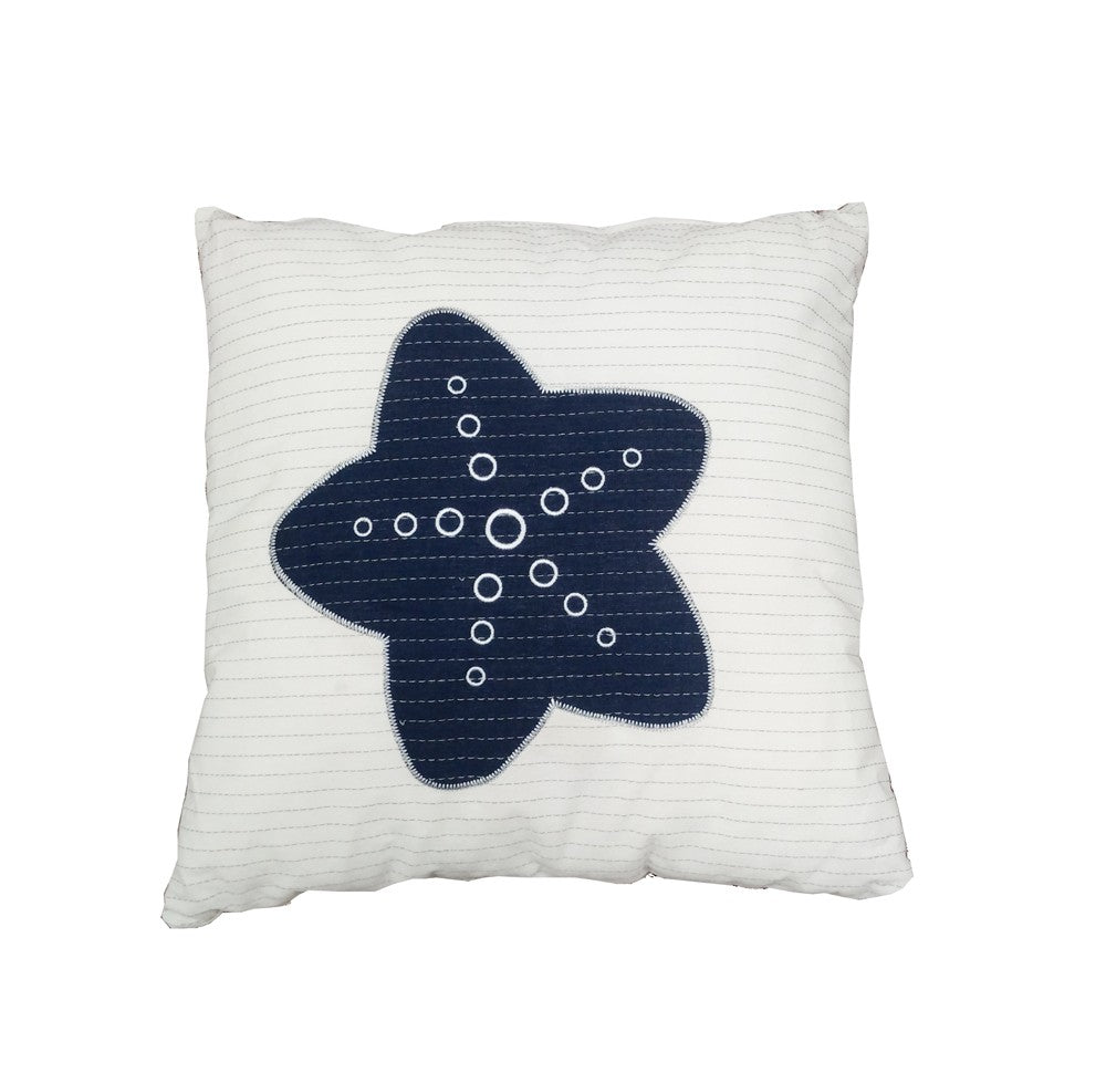 Set Of Two 17" X 17" Blue And White Starfish Throw Pillows FurniFindUSA