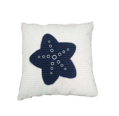 Set Of Two 17" X 17" Blue And White Starfish Throw Pillows FurniFindUSA