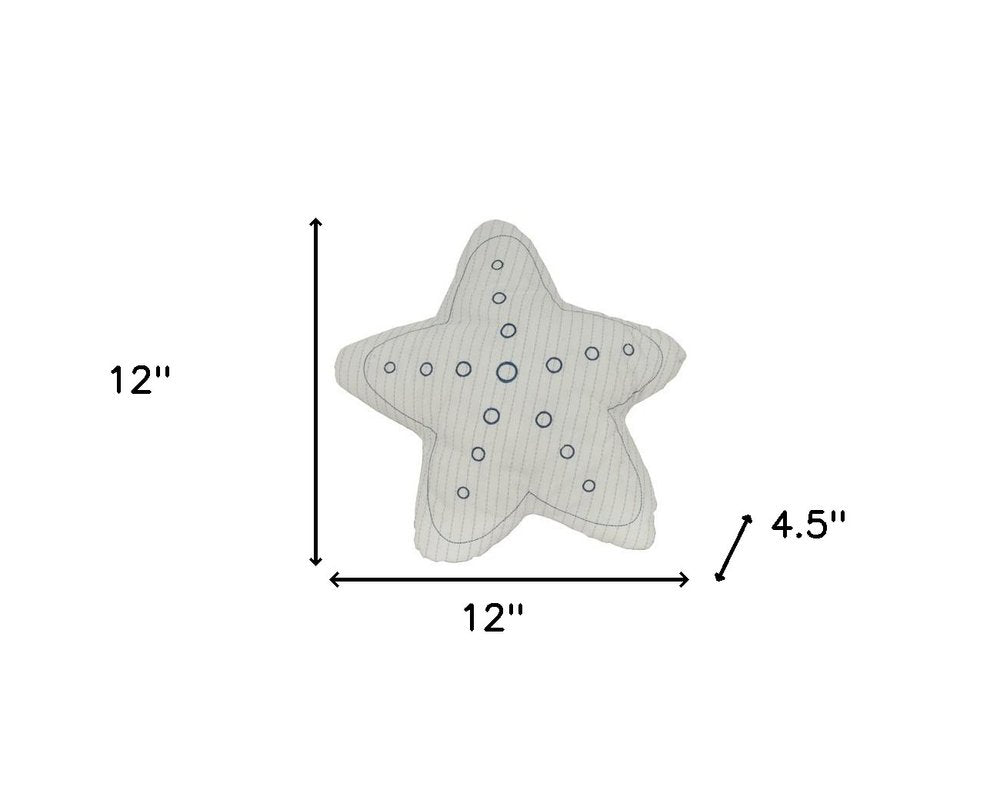 Set of Two 12" White Starfish Coastal Throw Pillows — view 3