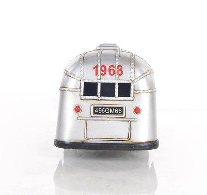 6" Silver Metal Hand Painted Silver Camping Trailer Model Car HomeRoots
