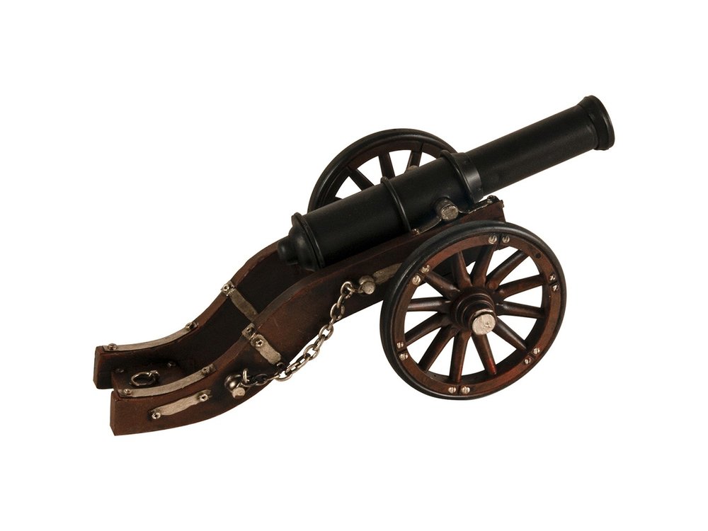 3" Brown and Black Metal Louis XIV Cannon Hand Painted Sculpture HomeRoots