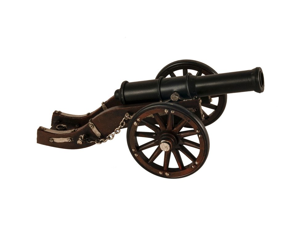 3" Brown and Black Metal Louis XIV Cannon Hand Painted Sculpture HomeRoots