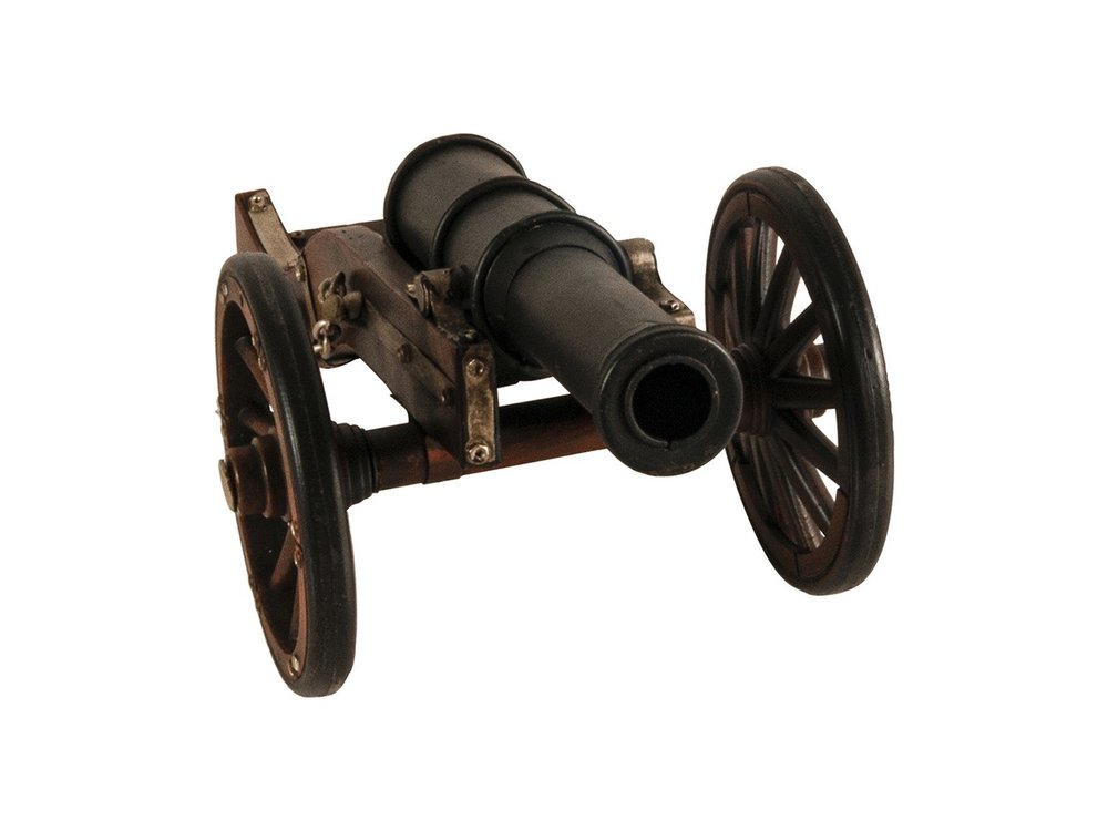 3" Brown and Black Metal Louis XIV Cannon Hand Painted Sculpture HomeRoots