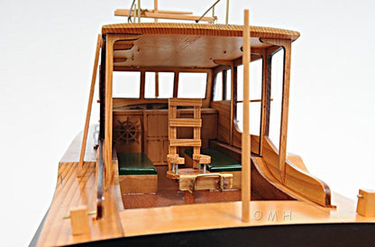15" Black and Green Solid Wood Hand Painted 1934 Hemingway Pilar Fishing Boat Model Boat HomeRoots