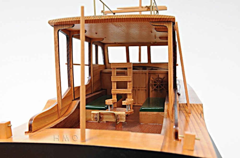 15" Black and Green Solid Wood Hand Painted 1934 Hemingway Pilar Fishing Boat Model Boat HomeRoots