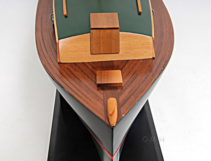 15" Black and Green Solid Wood Hand Painted 1934 Hemingway Pilar Fishing Boat Model Boat HomeRoots