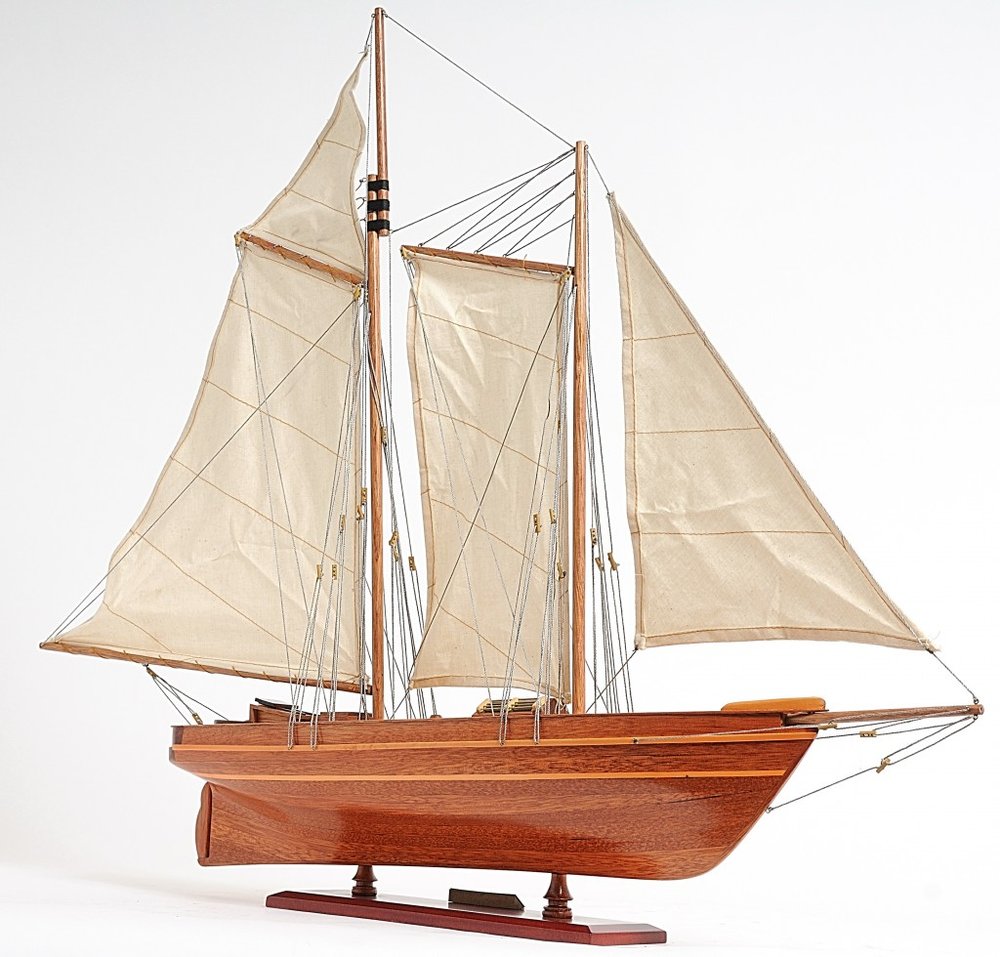 28" Wood Brown America 1851 Yacht Hand Painted Sculpture HomeRoots