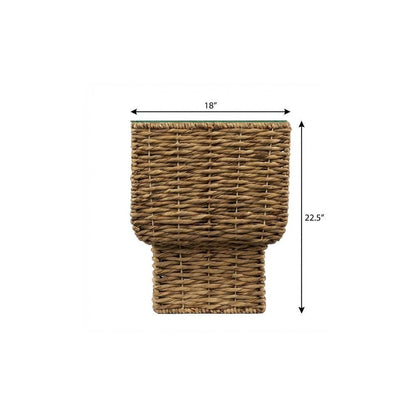 23" Brown And Clear Glass And Rattan Wicker Square End Table HomeRoots