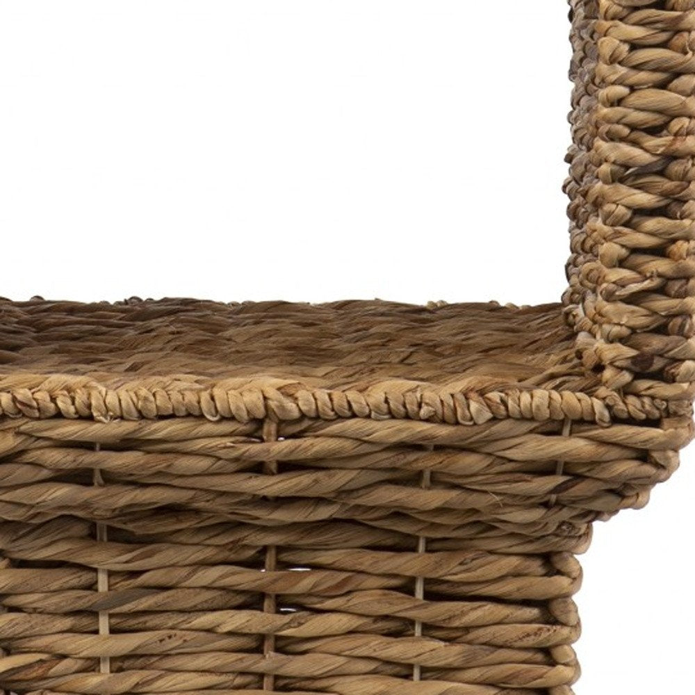 23" Brown And Clear Glass And Rattan Wicker Square End Table HomeRoots