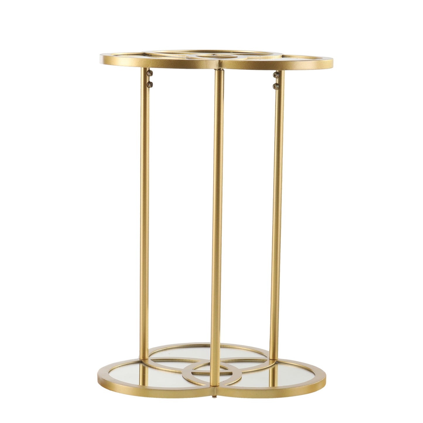 22" Gold Mirrored Glass Three Circle End Table