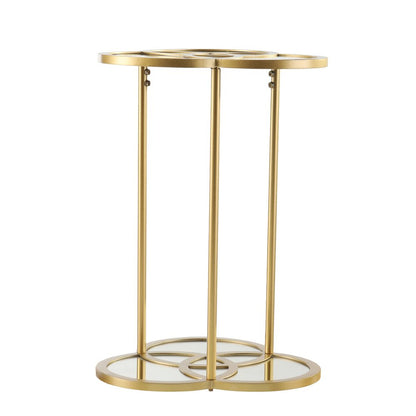 22" Gold Mirrored Glass Three Circle End Table HomeRoots