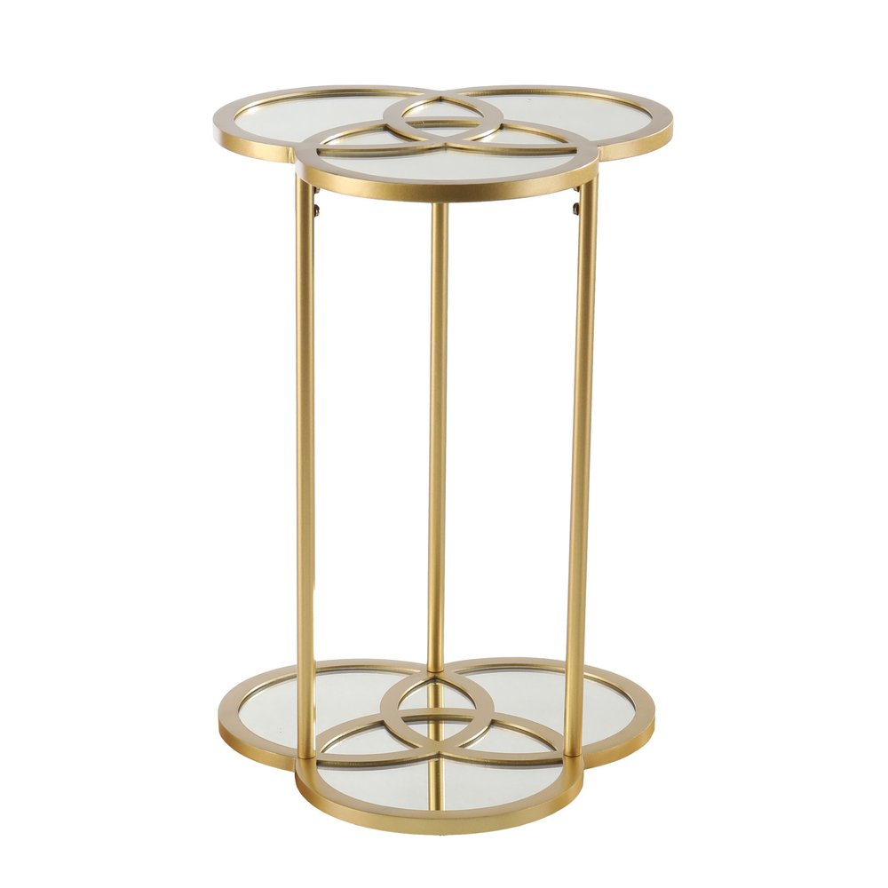22" Gold Mirrored Glass Three Circle End Table HomeRoots