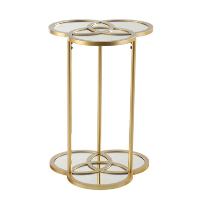 22" Gold Mirrored Glass Three Circle End Table HomeRoots