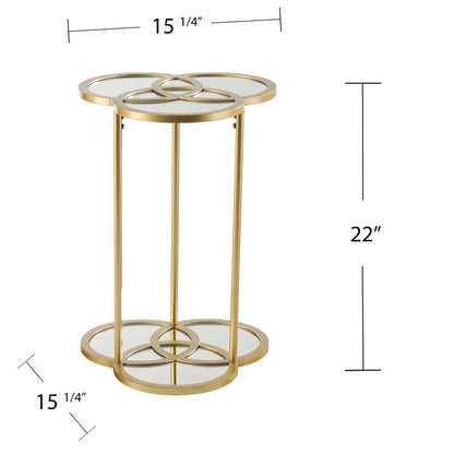 22" Gold Mirrored Glass Three Circle End Table