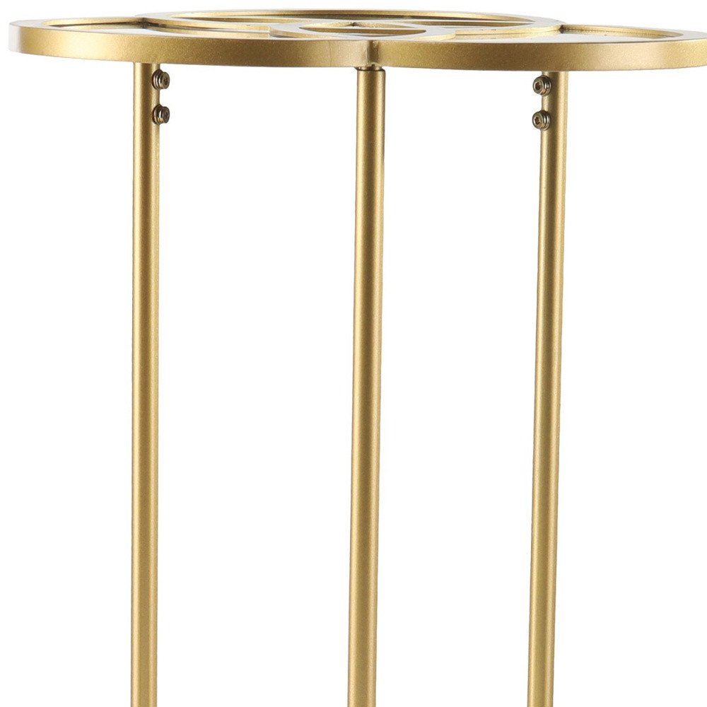 22" Gold Mirrored Glass Three Circle End Table HomeRoots