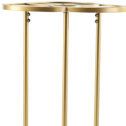 22" Gold Mirrored Glass Three Circle End Table HomeRoots
