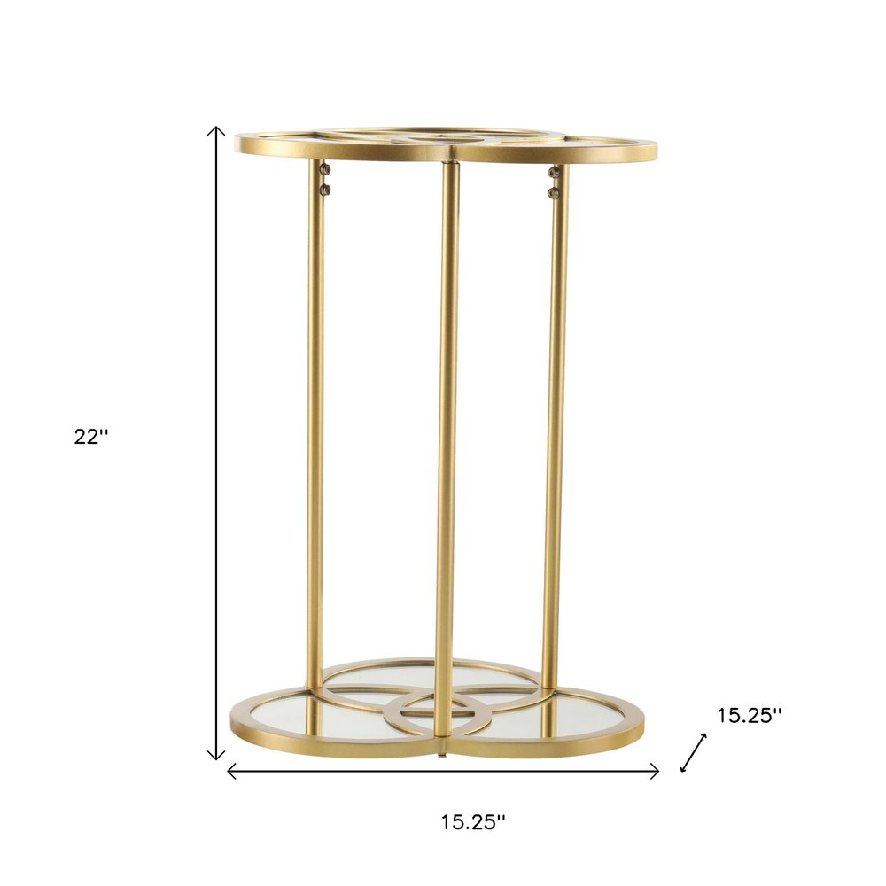 22" Gold Mirrored Glass Three Circle End Table HomeRoots