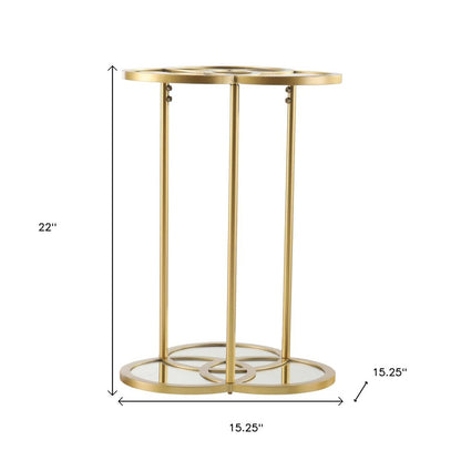 22" Gold Mirrored Glass Three Circle End Table HomeRoots