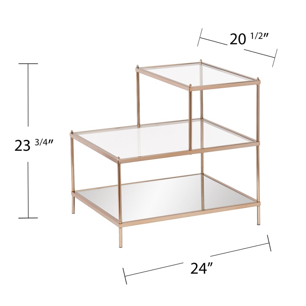24" Gold And Clear Glass Tiered Rectangular End Table HomeRoots