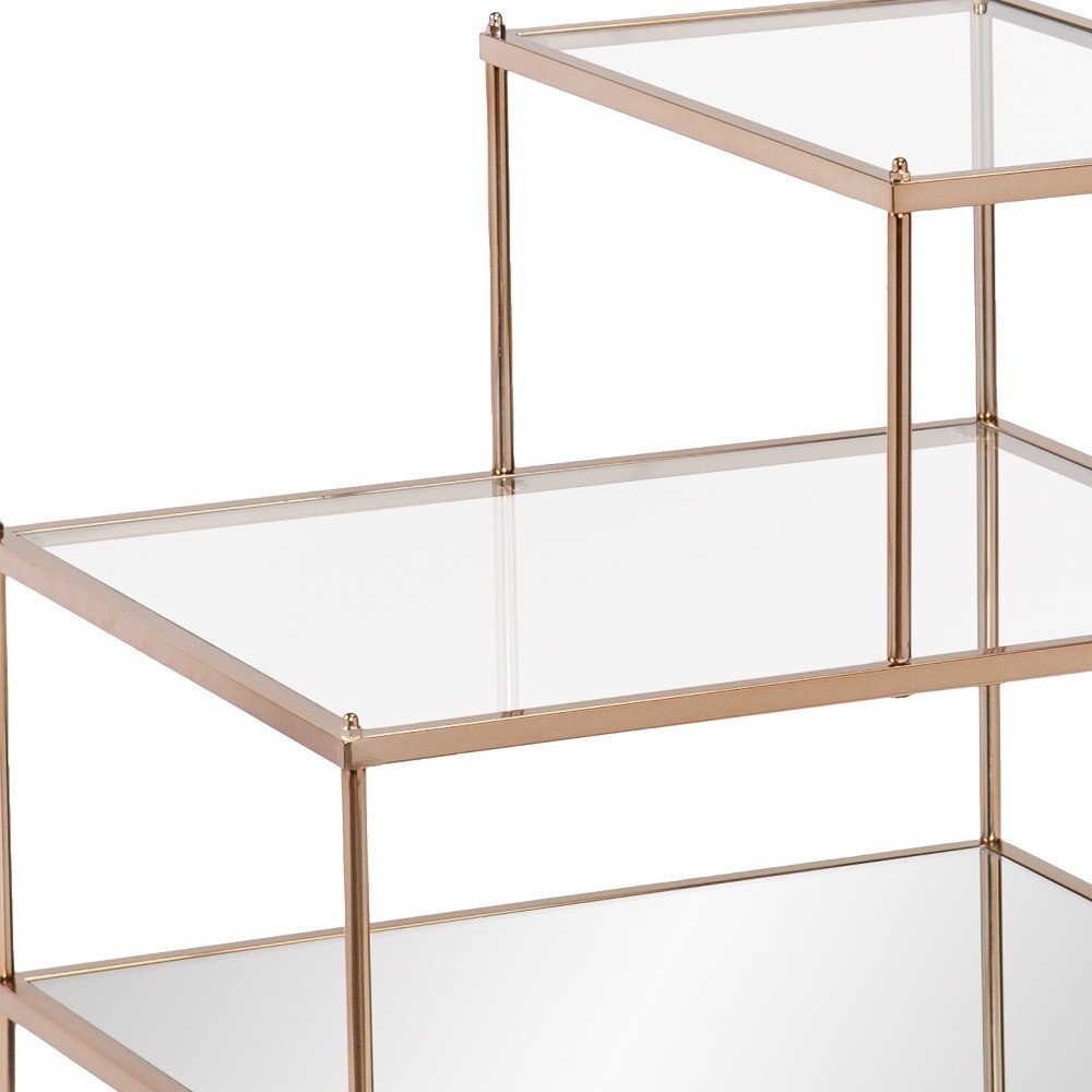 24" Gold And Clear Glass Tiered Rectangular End Table HomeRoots