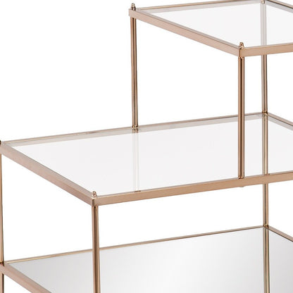 24" Gold And Clear Glass Tiered Rectangular End Table HomeRoots