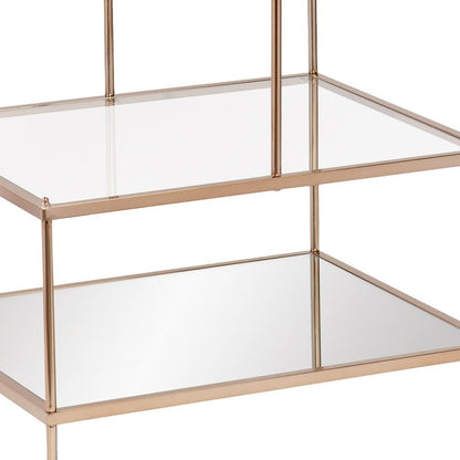 24" Gold And Clear Glass Tiered Rectangular End Table HomeRoots