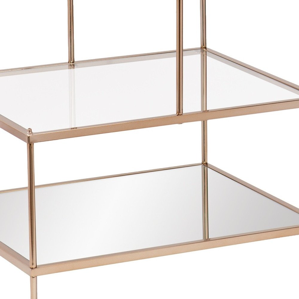 24" Gold And Clear Glass Tiered Rectangular End Table HomeRoots