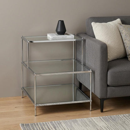 24" Silver And Clear Glass Mirrored End Table HomeRoots