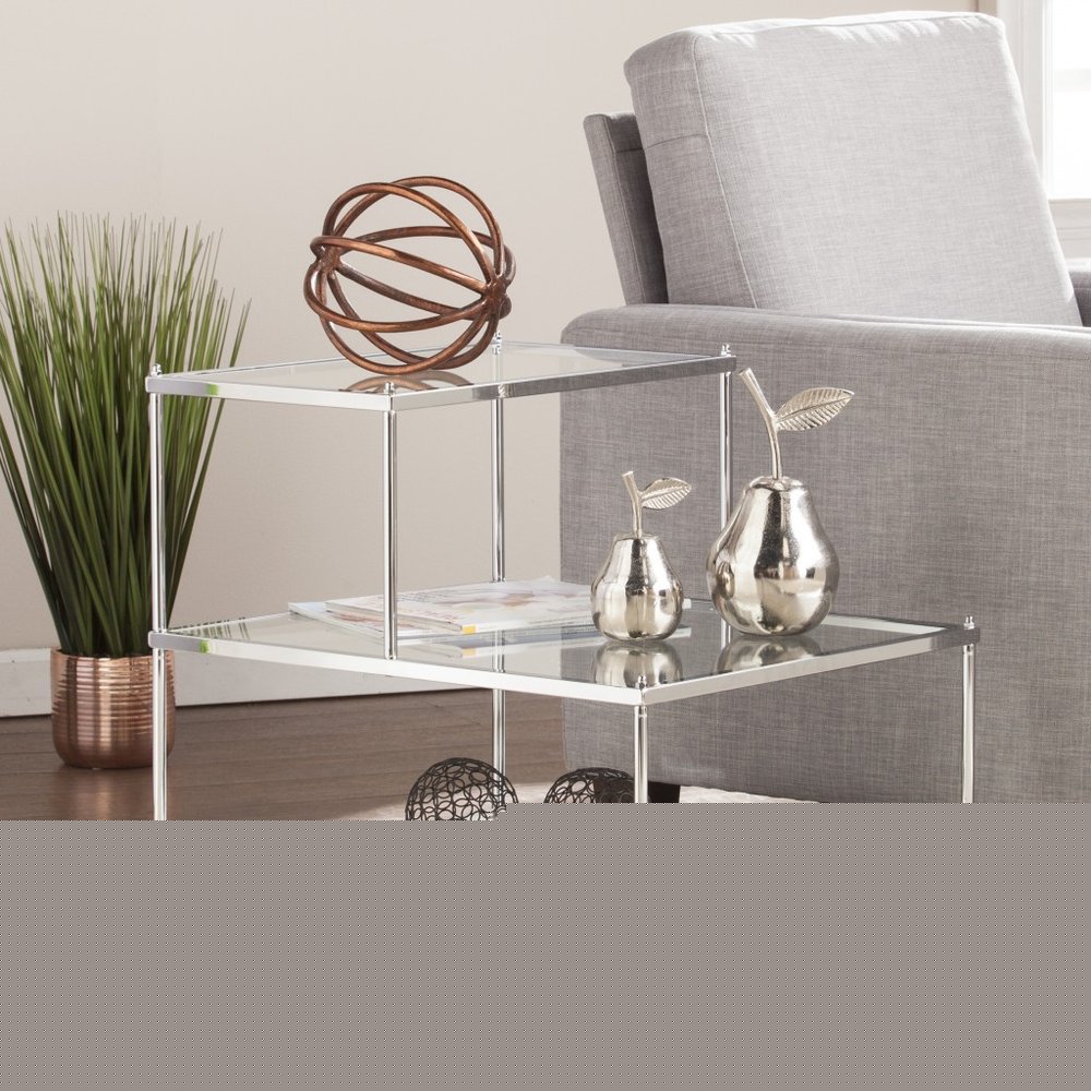 24" Silver And Clear Glass Mirrored End Table HomeRoots