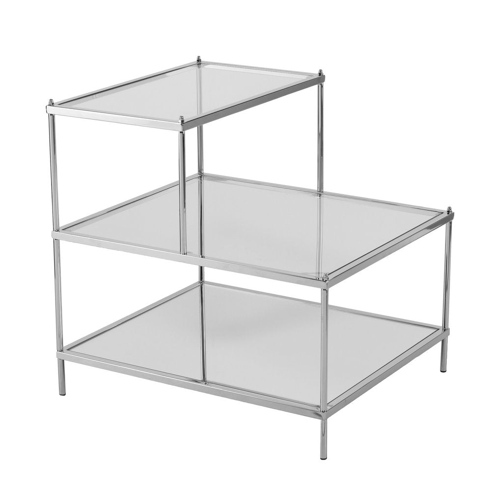 24" Silver And Clear Glass Mirrored End Table HomeRoots