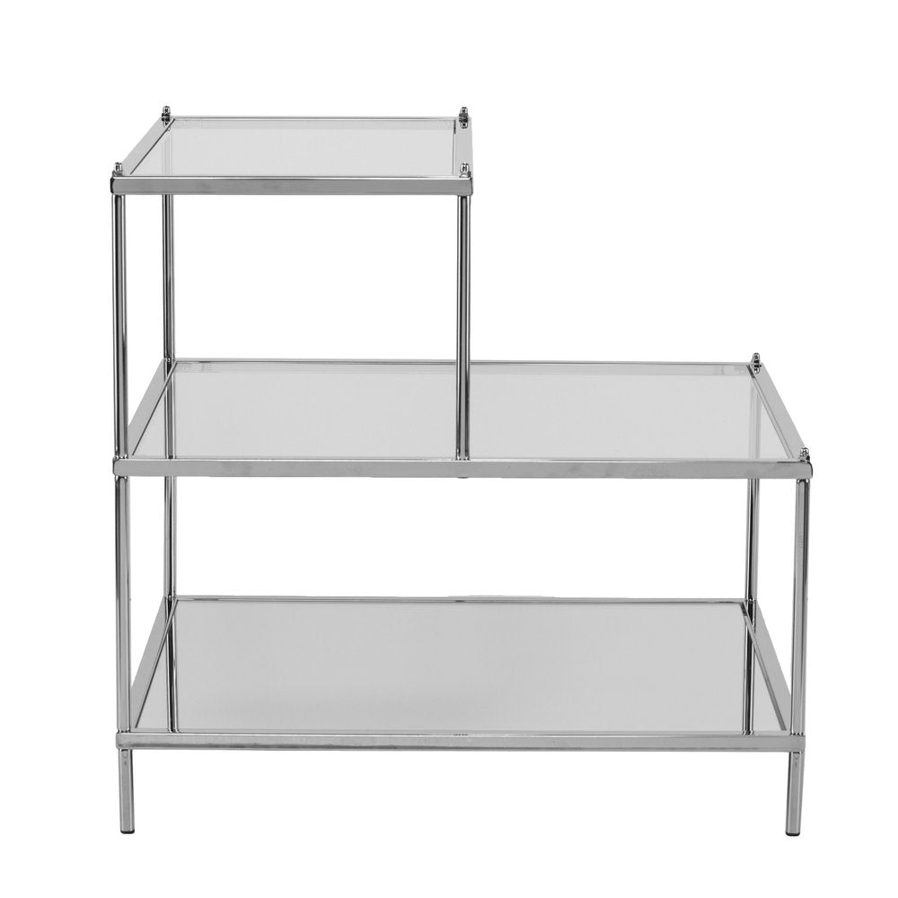 24" Silver And Clear Glass Mirrored End Table HomeRoots